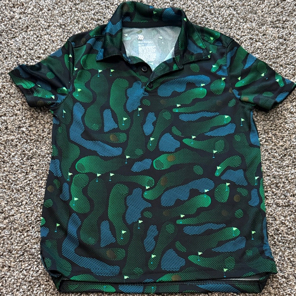 All in Motion Black and Green “Camouflage” Polo Golfing Shirt